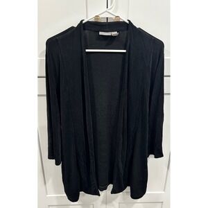 Travelers by Chico's Black Open Front Cardigan Knit Women's Size 2 L